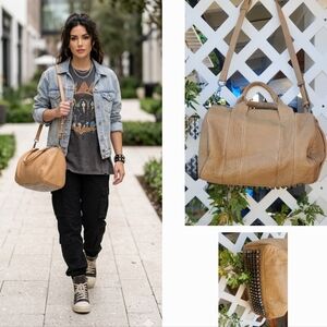 ALEXANDER WANG TAUPE LEATHER ROCCO TOP HANDLE SHOULDER STRAP BAG